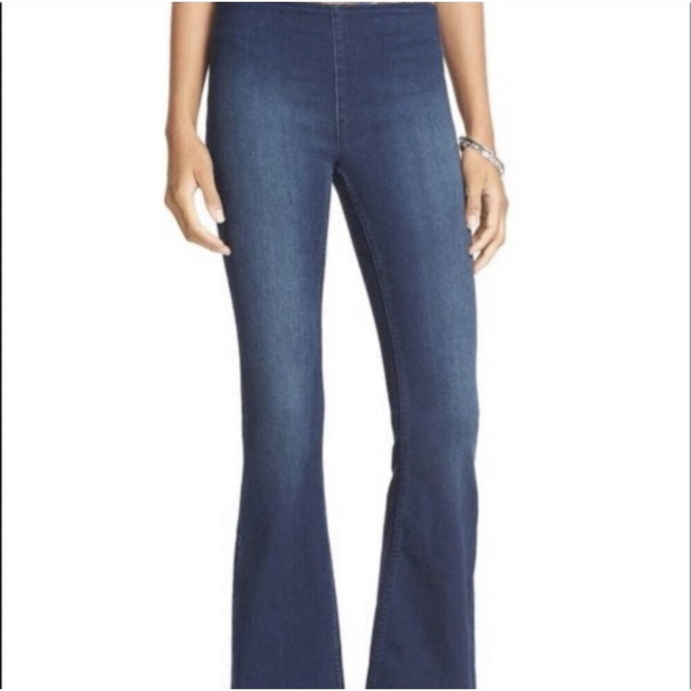 We The Free People Jeans Penny Pull On Flare Leg Size 27 Stretch Blue - Picture 1 of 12